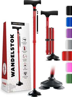 Obrázek produktu pro Hůl pro muže i ženy – skládací, nastavitelná, teleskopická, volně stojící