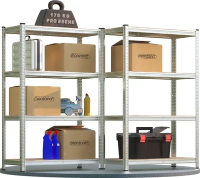 Image de MONZANA® 2x Étagères charge lourde 4 niveaux 160x90x40cm Étagère métallique modulable max 700kg Rangement garage atelier