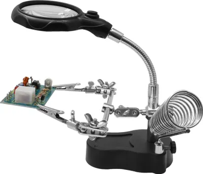 Produktbild von Donau Elektronik Helfende Hand HH3, mit LED-Licht und Lupe