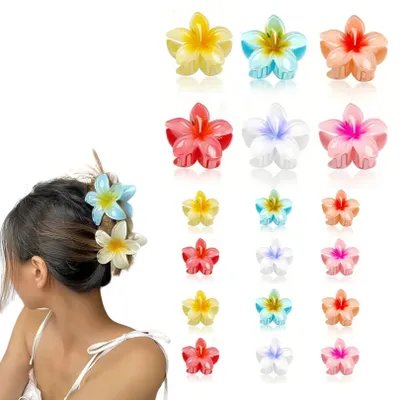 Produktbild von Blumen Haarspangen für Mädchen 18x kleine & große Blumen-Haarklammern für Damen Haarschmuck Blumen Haarkralle Hawaii Flower Hair Clip - extra Volumen