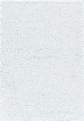 A plain white shaggy rug.