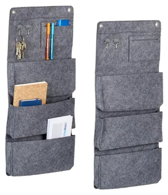 Obrázek produktu pro Závěsný organizér z plsti - 4 přihrádky - 65 cm - Sada 2 kusů - Šedá