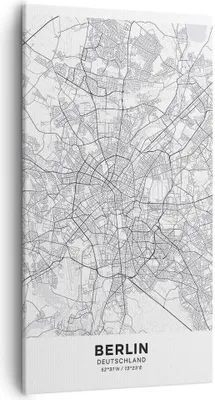 Produktbild von Bild auf Leinwand - Leinwandbild - Einteilig - Stadt Karte Berlin - 55x100cm - Wand Bild - Wanddeko - Wandbilder - Leinwanddruck - Bilder - Wanddekoration - Leinwand bilder - Wandbild - PA55x100-4681