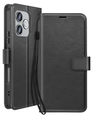 Image de Mayaxess, étui-portefeuille Honor 600 Lite avec dragonne et fonction support, noir