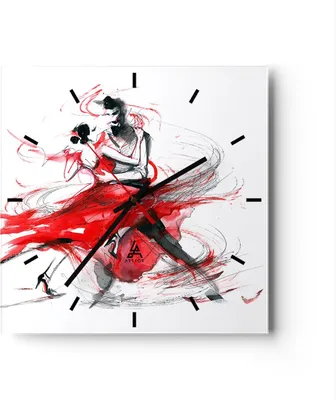 Produktbild von Wanduhr - Quadrat - Glasuhr - Tanz Aktion Aktivität - 40x40cm - Schleichendes Uhrwerk - Lautlos - zum Aufhängen bereit - Dekoration Modern - Wanddekoration aus Glas - C3AC40x40-3052