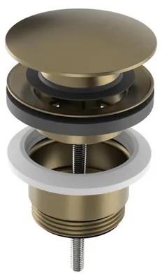 Zdjęcie produktu dla Zestaw odpływowy 5/4", click-clack, duży korek, 10-65 mm, matowe złoto