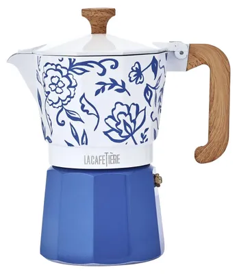 Imagen del producto de La Cafetière, cafetera moka para espresso, modelo Blu Fiorato, para 6 tazas