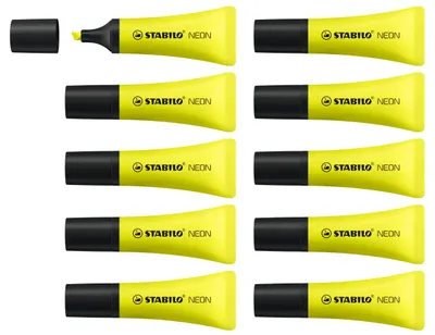 Zdjęcie produktu dla STABILO NEON, 1 szt., Żółty, Końcówka ścięta, Czarny, Żółty, Tubka, 2 mm