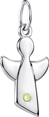 Produktbild von MATERIA Kinder Anhänger Schutzengel August Geburtsstein - 925 Silber Kinderkette mit Zirkonia KA-459-olive