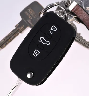 Produktbild von Auto Schlüssel Silikon Schutz Hülle Schwarz kompatibel mit Audi A4 B6 A3 8L A6 C5 A2 K 3 Tasten Klappschlüssel