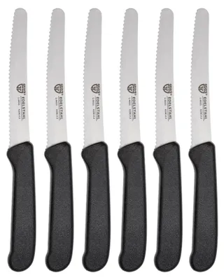 6 Brotmesser, Frühstücksmesser, 21 cm, schwarz, gezahnt
