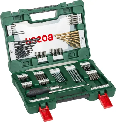 Produktbild von Bosch V-Line TiN-Bohrer- und Bit-Set, 91-teilig, Ratschen-Schraubendreher, Magnetstab
