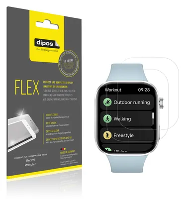 Produktbild von 2x Schutzfolie für Redmi Watch 6 Folie, 100% Displayabdeckung, dipos Flex