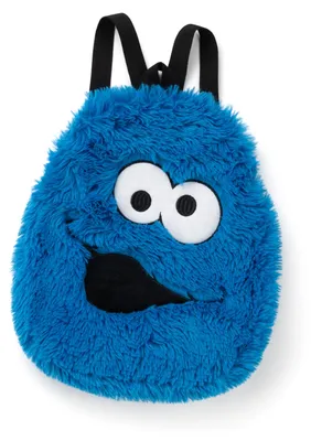 Produktbild von Sesamstraße Krümelmonster Plüsch Rucksack 33 x 28 cm mit verstellbaren Gurten Plüschtier Blau