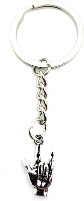Obrázok produktu pre Onwomania Kľúčenka Rock Sign Hand Peace Silver Metal Pendant Charm