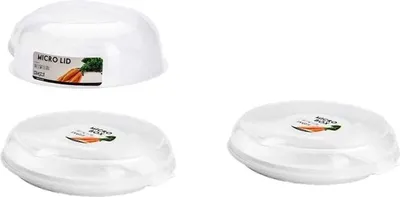 Produktbild von Mikrowellen 4er Set mit Teller, Menüteller, Mikrowellenhaube flach und Abdeckhaube mit Ventil