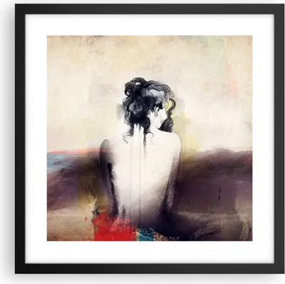 Produktbild von Gerahmtes Poster - Schwarzer Rahmen - Frau handeln nackt - 40x40 cm - Wand Bild - Wanddeko - Wandbilder - Kunstposter - Wandposter - Bilderrahmen - Bilder - Kunstdruck - Wandbild - P2BAC40x40-3657