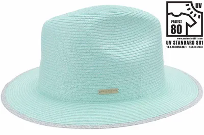 Seeberger Rollbarer Fedora Strohhut aus Borte UV-Schutz 80 in blau