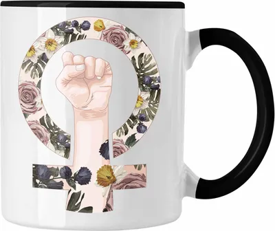 Produktbild von Trendation - Feminismus Tasse Geschenk Sexismus Gleichberichtigung Faust Power Feminist Spruch Geschenkidee (Schwarz)