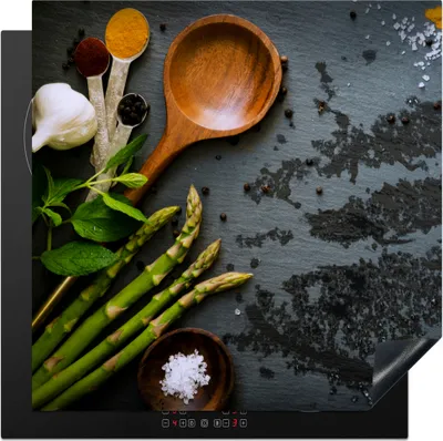 Produktbild von KitchenYeah© Herdabdeckplatte Gewürze - Schöpfkelle - Küche , 78x78cm, Küche Deko, Glaskeramikkochfeld Herdabdeckung, Abdeckplatte fùr Kochfeld