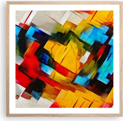 Produktbild von Gerahmtes Poster - Rahmen in heller Eiche - Abstraktion modern - 60x60 cm - Wand Bild - Wanddeko - Wandbilder - Wandposter - Bilderrahmen - Bilder - Kunstdruck - Wandbild - P2NAC60x60-3451