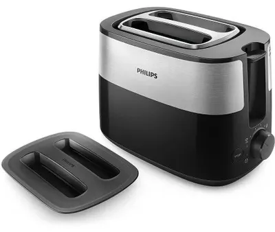 Zdjęcie produktu dla Philips Daily Collection HD2517/90 Toster, 2 kaw., Czarny, Srebrny, Metal, Obrotowy, 900 W, 230 V