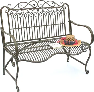 Produktbild von DanDiBo Záhradná lavička kovová odolná voči poveternostným vplyvom patina zelená 110 cm 2 miestna lavička JC150014 Parková lavička železná Záhrada