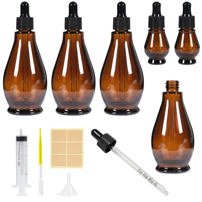 Zdjęcie produktu dla Zestaw butelek do pipet: 4 sztuki po 100 ml oraz 2 sztuki po 10 ml, przeznaczonych do olejków eterycznych i perfum