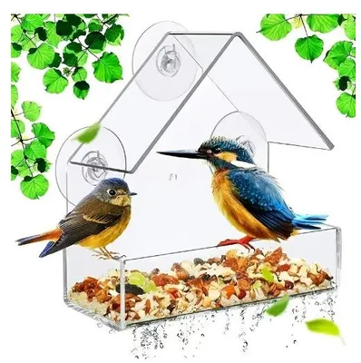 Produktbild von Fenster Vogelfutterhaus 15x6x15 cm - mit 3 Saugnäpfen - Fenster Futterstation für kleine Vögel - Hängendes Vogelhaus - Vogelzubehör - transparent