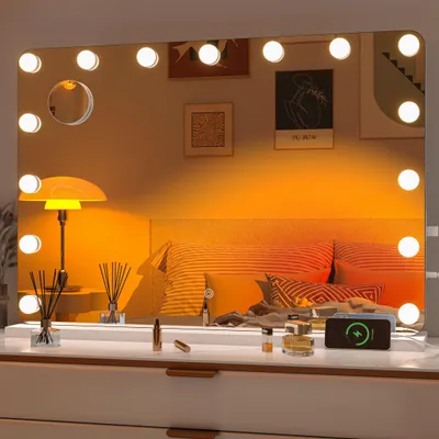 LED Make-up Spiegel 78,7x55,9 cm, 3 Farbmodi, dimmbar, USB-C