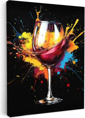 Obrázek produktu pro Obrazy na plátně 60x80 cm - Graffiti - Víno, nástěnné umění, dekorace do obývacího pokoje, obraz