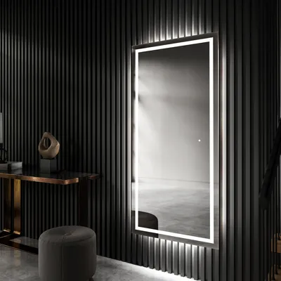 Produktbild von Wandspiegel 90x160 cm - Vertikal mit LED Beleuchtung - Touch Schalter - LED Farbe Kaltweiß 7000K - L15 - Individuell Nach Maß - Beleuchtet Badspiegel Lichtspiegel Badezimmerspiegel