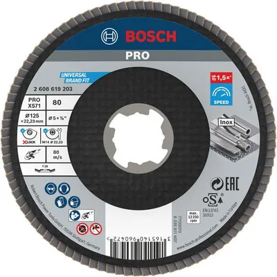 Produktbild von PRO X571 Fächerschleifscheibe X-Lock, abgewinkelt, 125 mm, K80