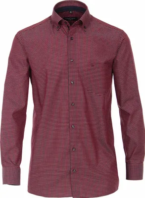 Produktbild von CASAMODA Herren Businesshemd Langarm Button-Down Comfort-Fit Rot kariert 41