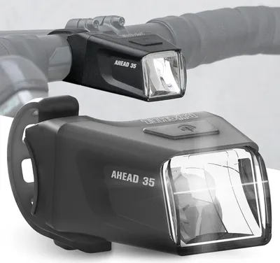 Produktbild von Büchel Ahead Frontlicht I 35/15 Lux Design genau mittig am Lenker StVZO zugelassen und Regenfest LED Fahrradbeleuchtung Fahrradlampe Vorne, Fahrrad Licht, Front, Schwarz