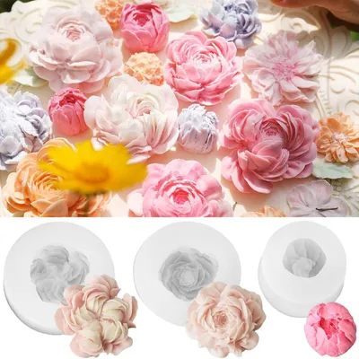 Produktbild von 3 Stück Pfingstrose Blume Kerzenform Silikon 3D für DIY Herstellung