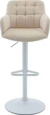 Produktbild von Set aus 2 Barhockern aus Velours und weißem Metall - Verstellbare Höhe - Creme - PEGA Pascal Morabito