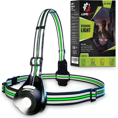 Productafbeelding van Hardlooplamp borst - 120 graden kantelbaar - Reflecterende band - Oplaadbaar