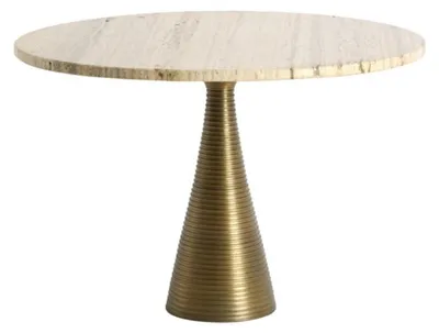 Produktbild von Light&living Couchtisch BAHIA, Ø 60 x 40 cm, Sandtravertin mit antikbronze-Fassung