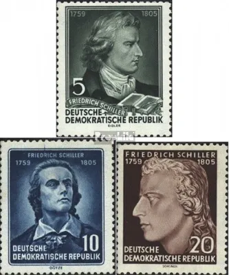 Produktbild von Briefmarken DDR 1955 Mi 464A-466A (kompl.Ausg.) postfrisch 150.Todestag von Schiller
