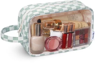 Produktbild von Ibenzoa® Transparente, wasserdichte Kosmetiktasche für Damen – Kulturbeutel Reise 25 x 10 x 15 cm, große Kapazität
