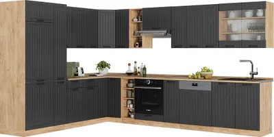 Immagine prodotto di Cucina angolare completa Vicco Fame-Line Grigio scuro 347 x 60 cm , PL Rovere, Model 56766