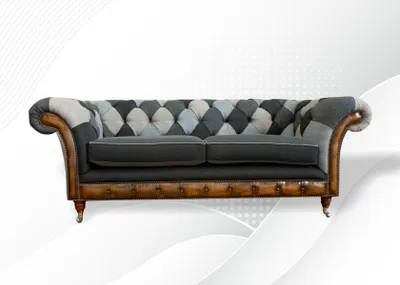 Zdjęcie produktu dla Chesterfield 3-osobowa sofa tekstylna Design Sofy tapicerowane Nowe Kreatywne salon