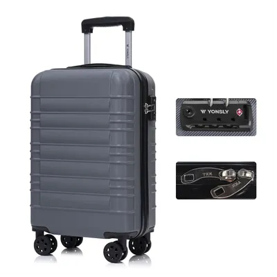 Produktbild von yonsly Premium Reisekoffer TSA-Schloss,YKK-Reißverschluss Hartschalen-Koffer Trolley Kabinenkoffer Rollkoffer Suitcase Handgepäck (Grau, M)