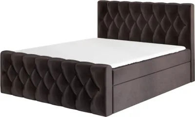 Produktbild von Boxspringbett ARI 140 x 200 mit 2 Bettkästen, Bonell-Matratze und Topper. Farbe: Dunkelbraun