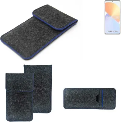 Produktbild von K-S-Trade Handy-Hülle Schutz-Hülle kompatibel mit Infinix Note 30 Pro Filztasche Pouch Tasche Case Sleeve Filzhülle dunkelgrau, blauer Rand