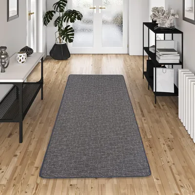 Produktbild von Schlingen Designer Teppich Läufer Niva Anthrazit, Größe:80x240 cm