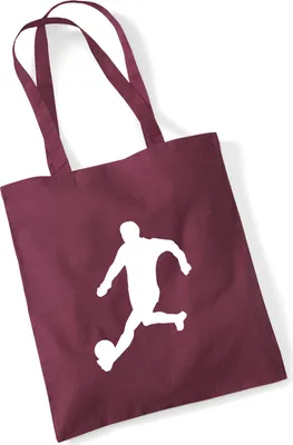 Produktbild von Huuraa Jutebeutel Fußball Soccer 10 Liter Burgundy Baumwolle Tasche Geschenkidee