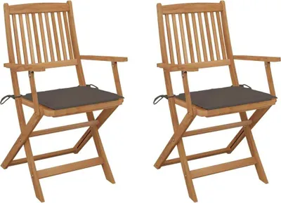 Produktbild von Möbel Klappbare Gartenstühle 2 Stk. mit Kissen Massivholz Akazie - Stapelsessel 3064598