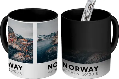 Produktbild von MuchoWow® Zauber Tasse Zaubertasse Magic Norwegen - Skandinavien - Bergen - Winter 350 ml Farbwechsel Becher Geschenk Geschenkidee - Magic-Tasse - Fototasse - Keramiktassen - Bilder - Tasse Kaffee - G